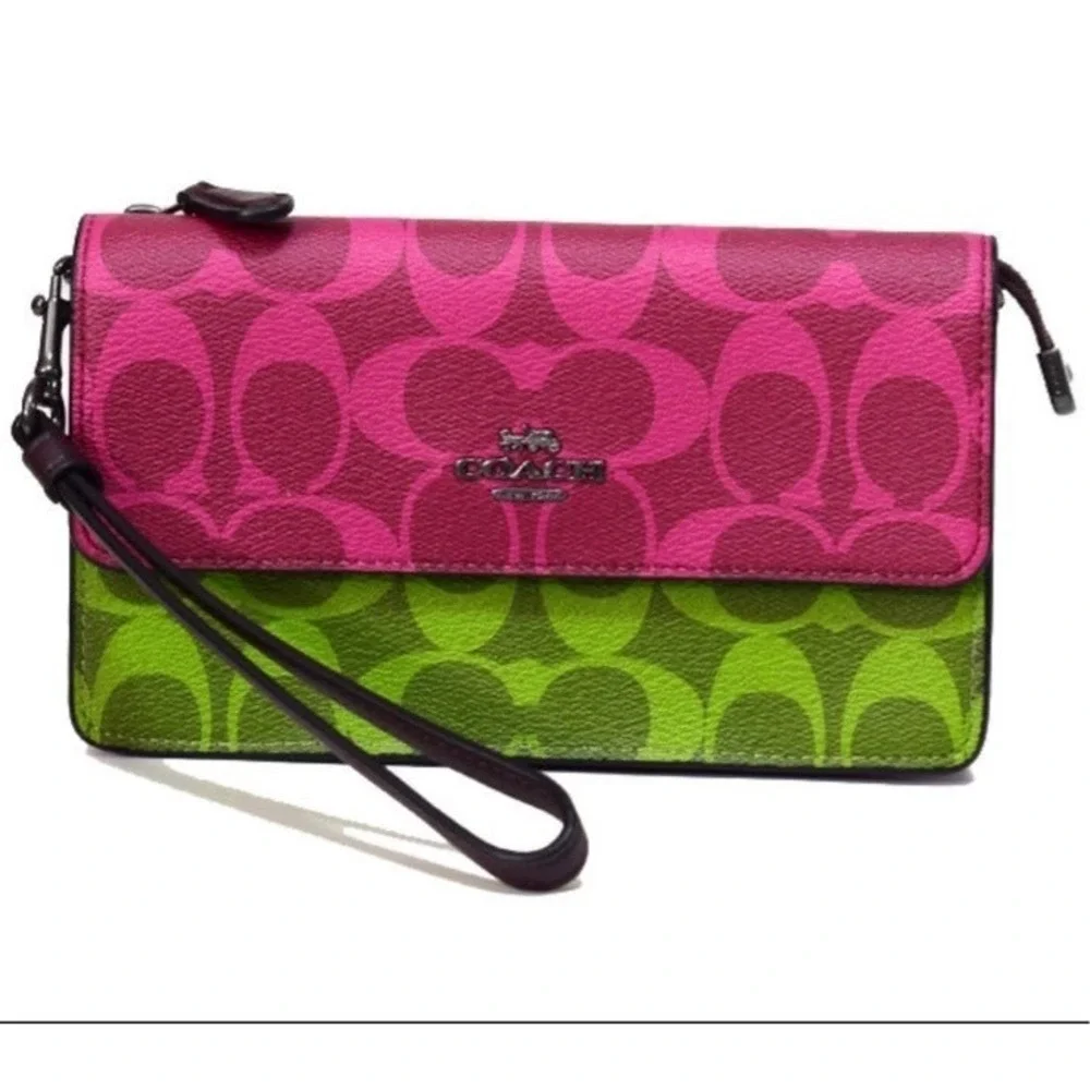 BRAND NEW COACH FOLDOVER WRISTLET IN SIGNATURE CANVAS